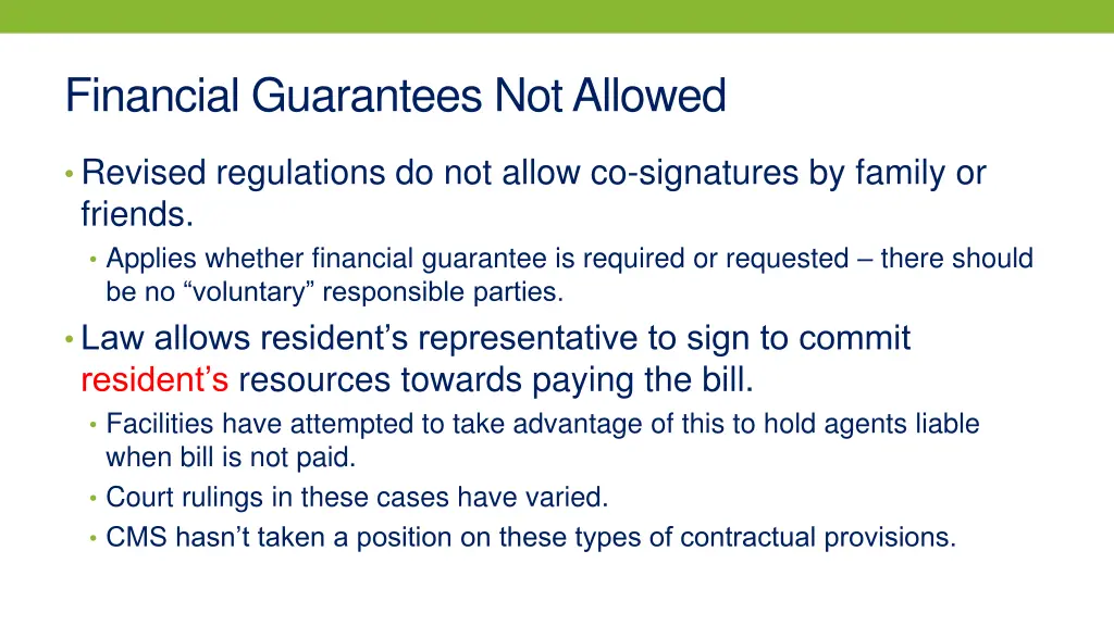 financial guarantees not allowed