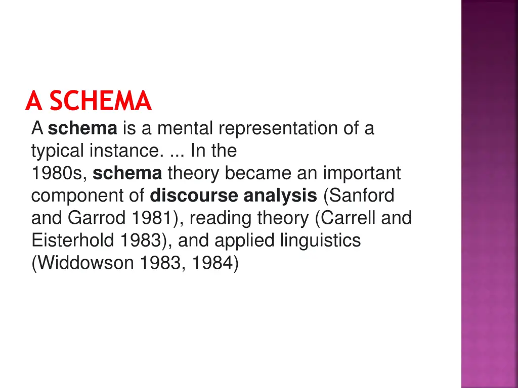 a schema a schema is a mental representation