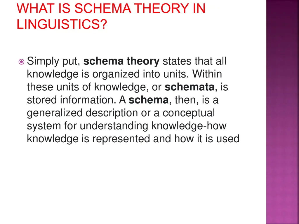 what is schema theory in linguistics