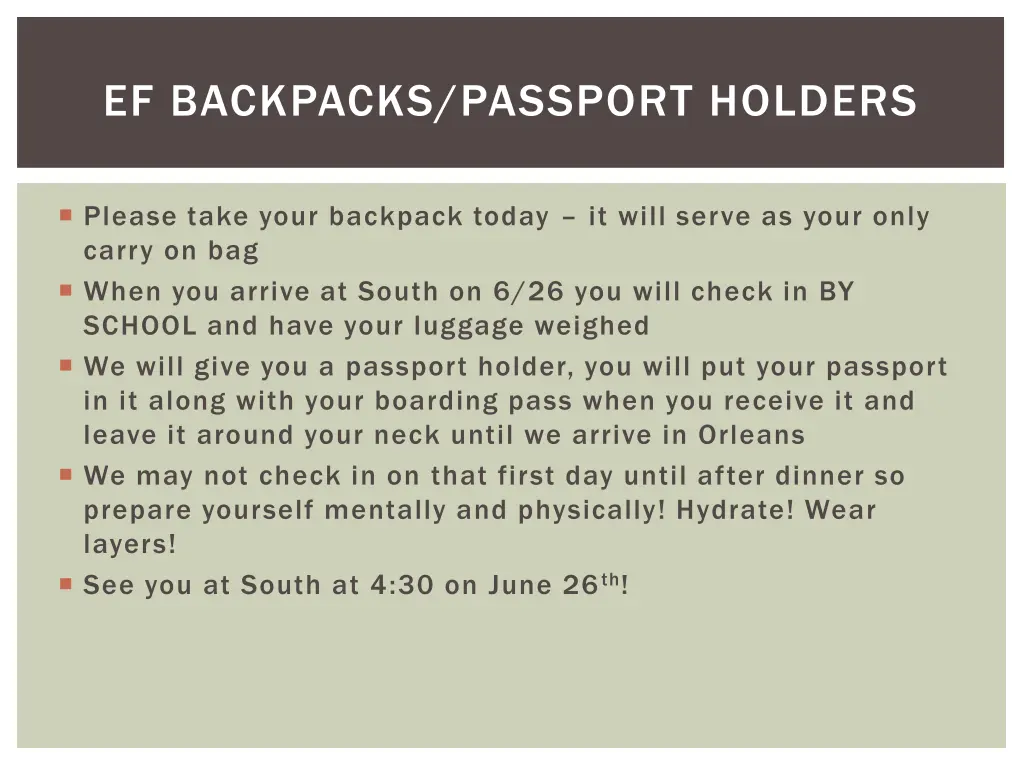 ef backpacks passport holders