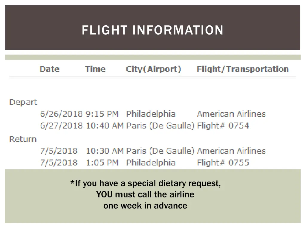 flight information