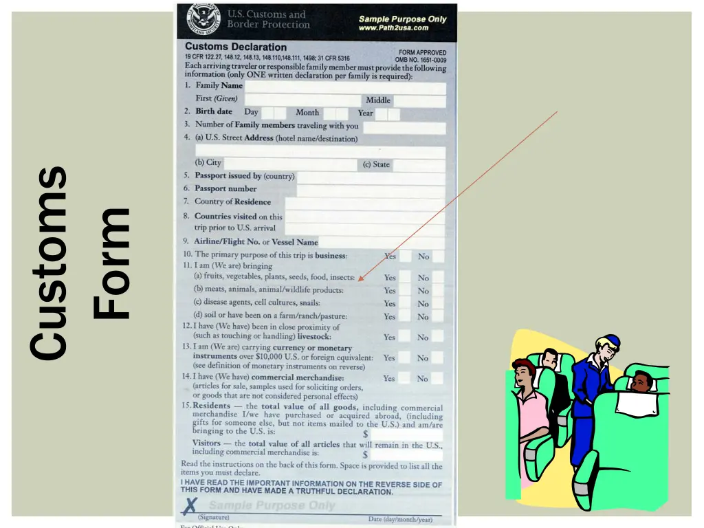 http www path2usa com samples sample us customs