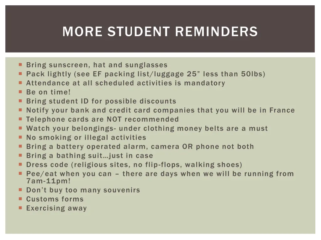 more student reminders