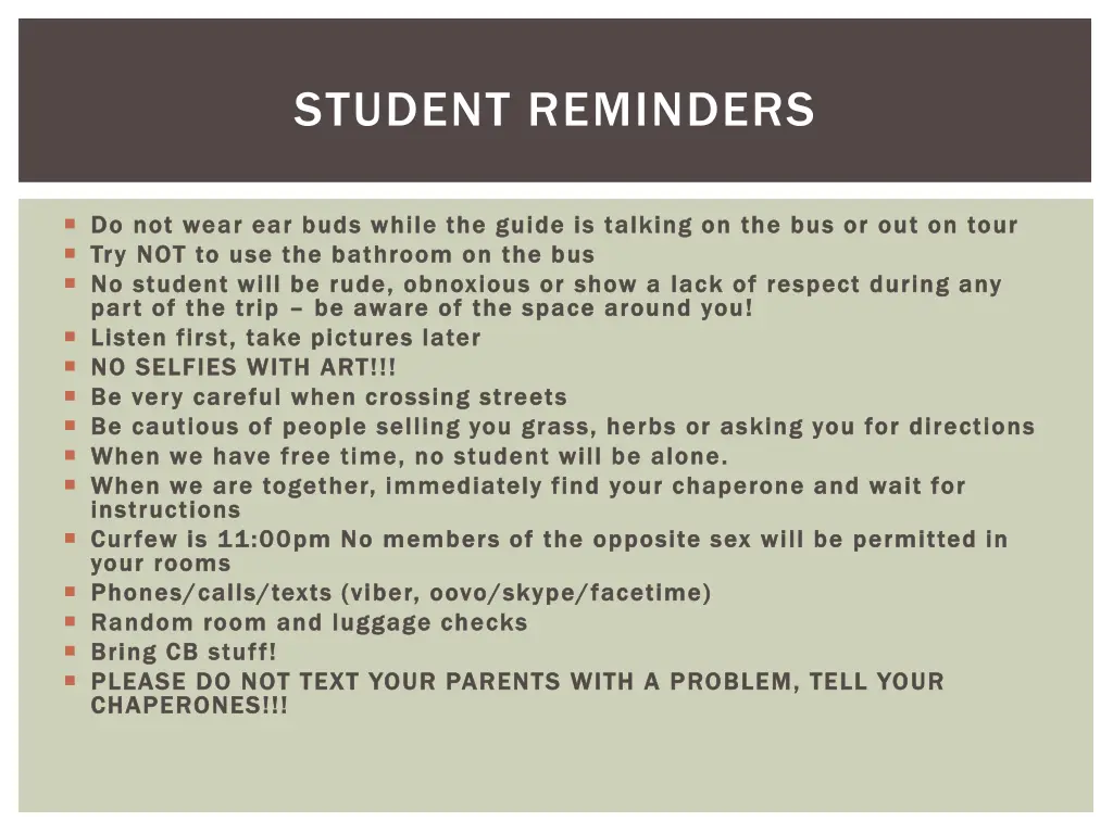 student reminders