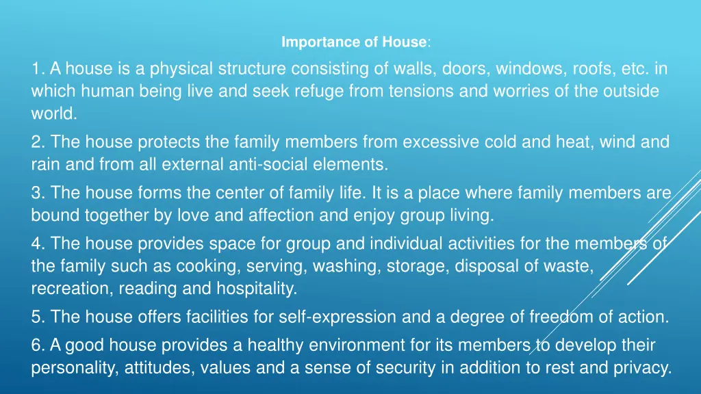 importance of house