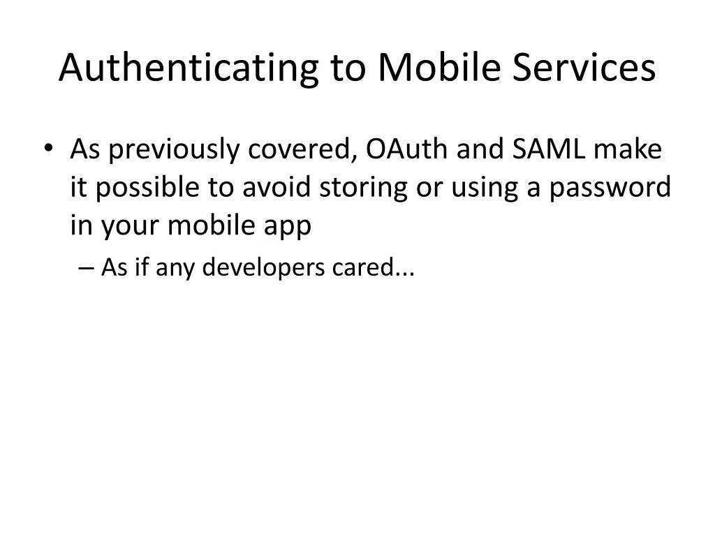 authenticating to mobile services