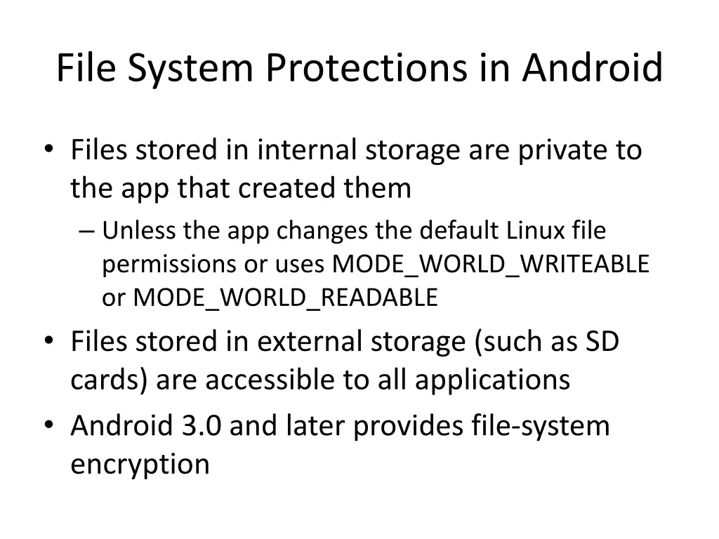 file system protections in android