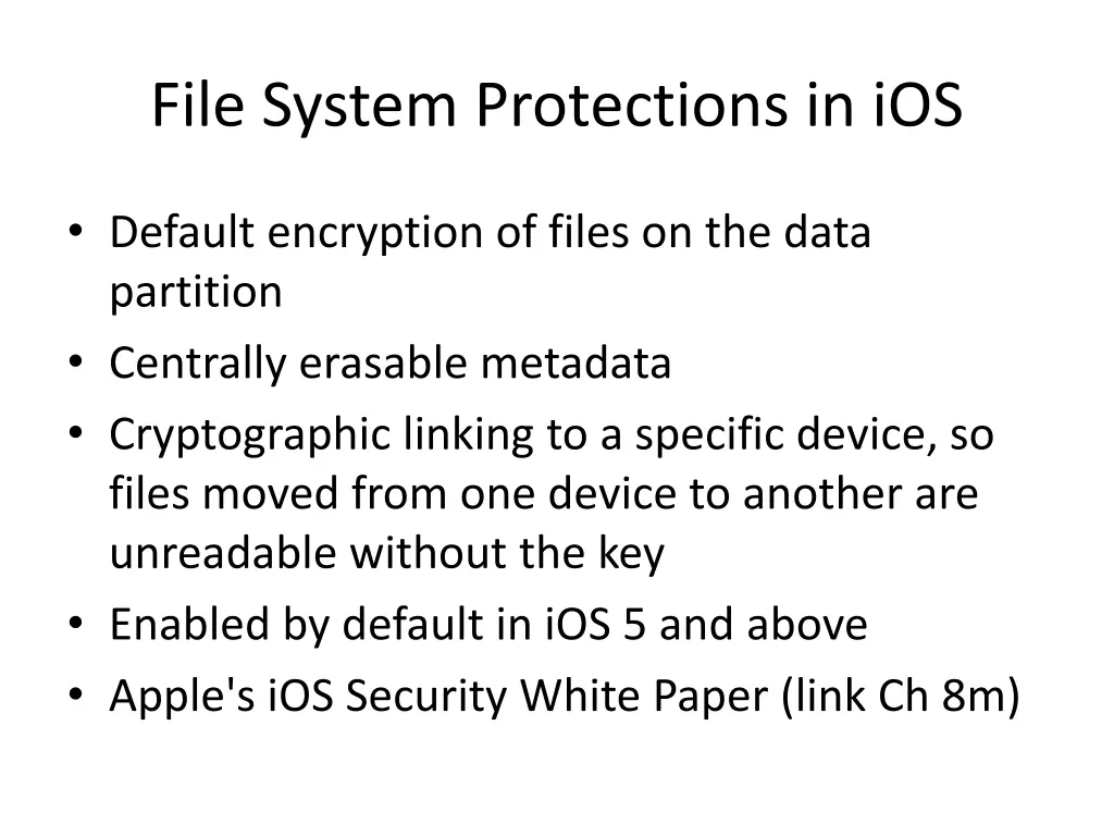 file system protections in ios