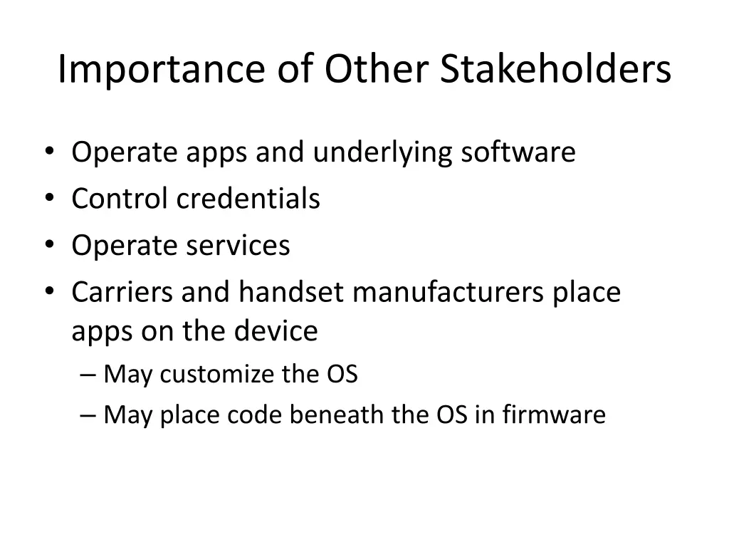 importance of other stakeholders