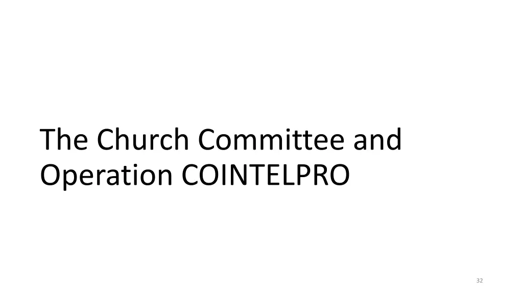 the church committee and operation cointelpro