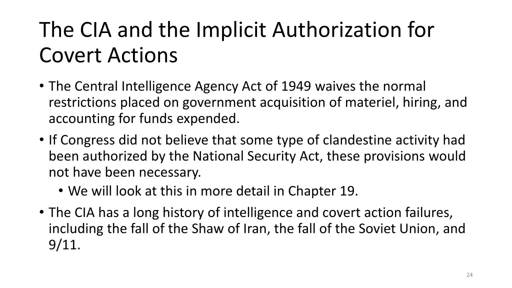 the cia and the implicit authorization for covert