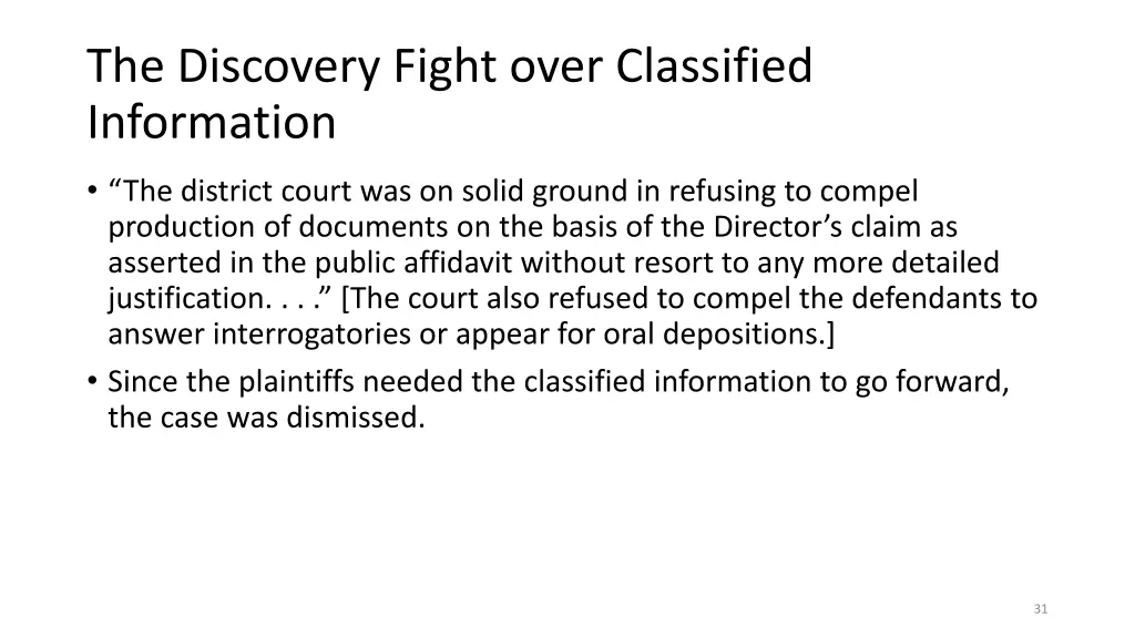 the discovery fight over classified information