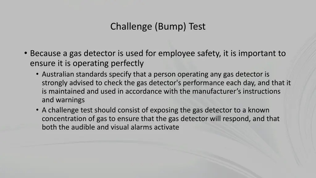 challenge bump test