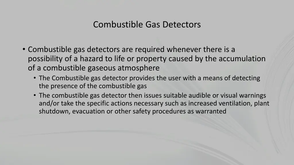 combustible gas detectors