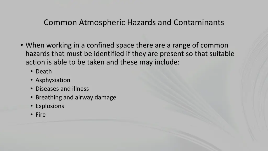 common atmospheric hazards and contaminants