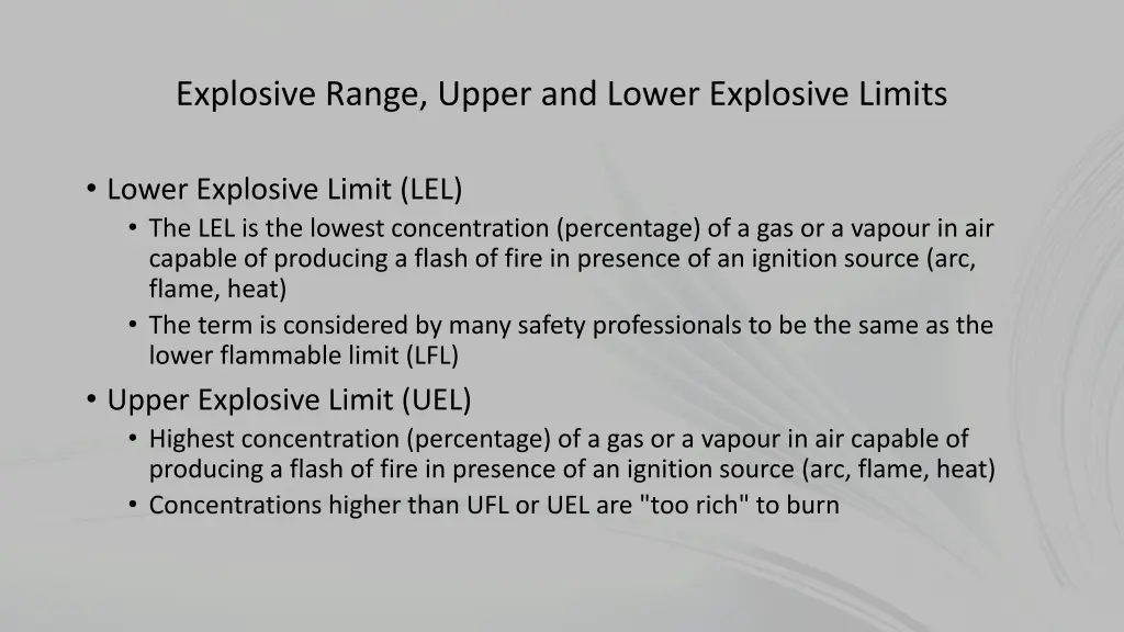 explosive range upper and lower explosive limits 1