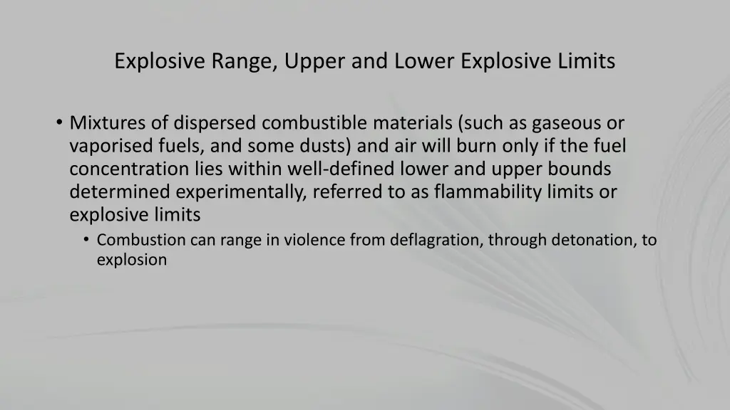 explosive range upper and lower explosive limits