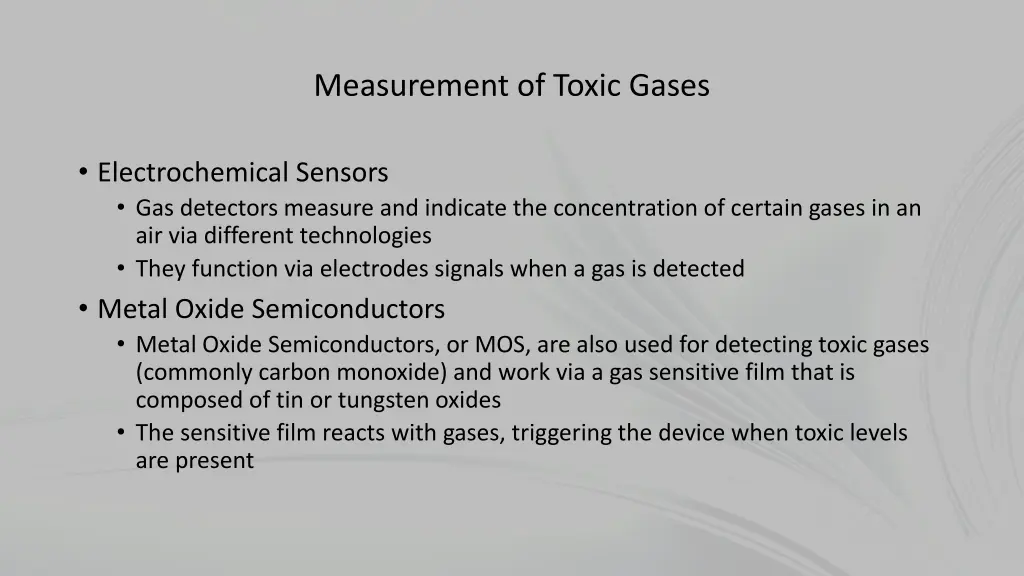 measurement of toxic gases