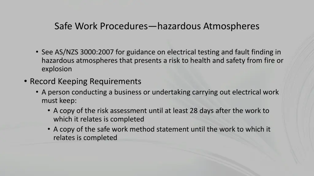 safe work procedures hazardous atmospheres