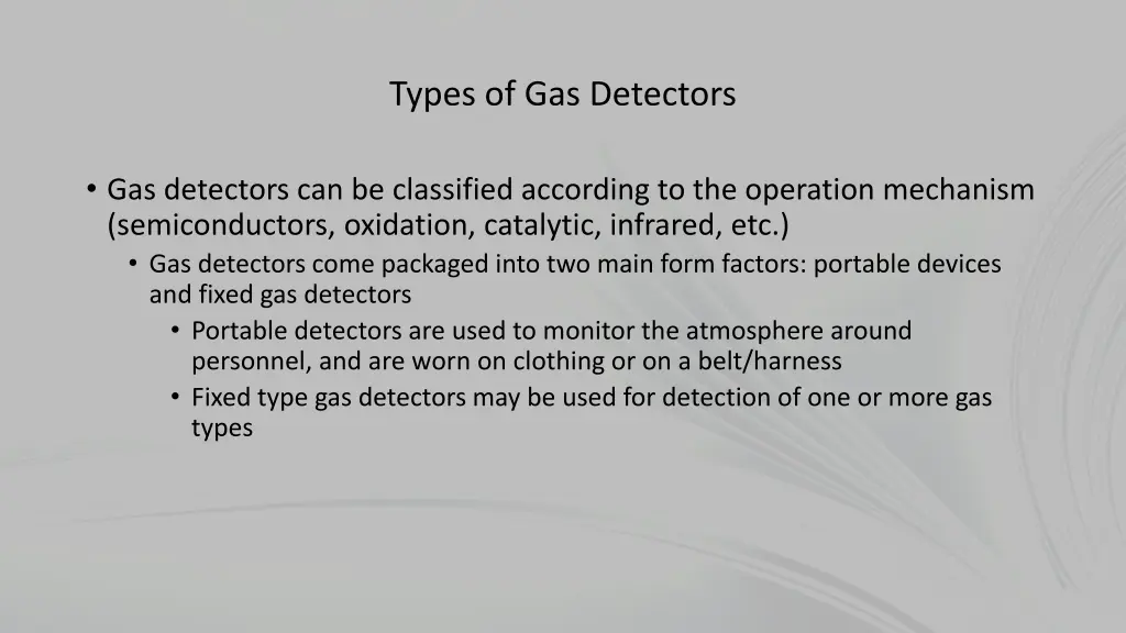 types of gas detectors