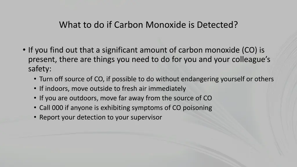 what to do if carbon monoxide is detected