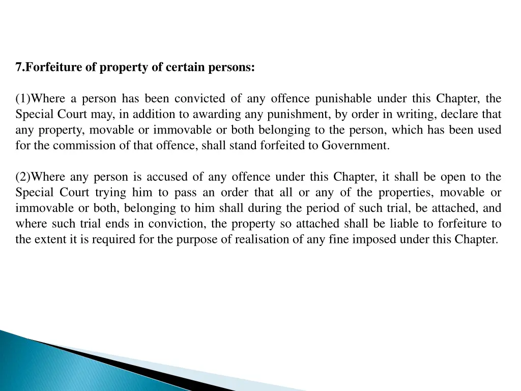 7 forfeiture of property of certain persons