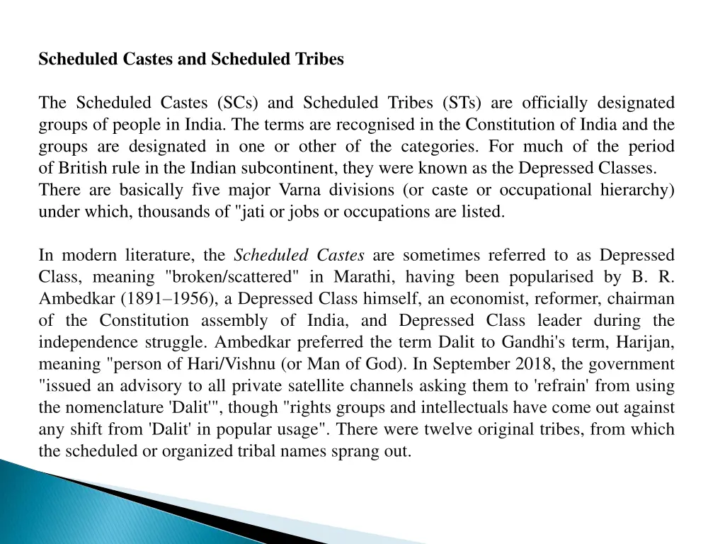 scheduled castes and scheduled tribes