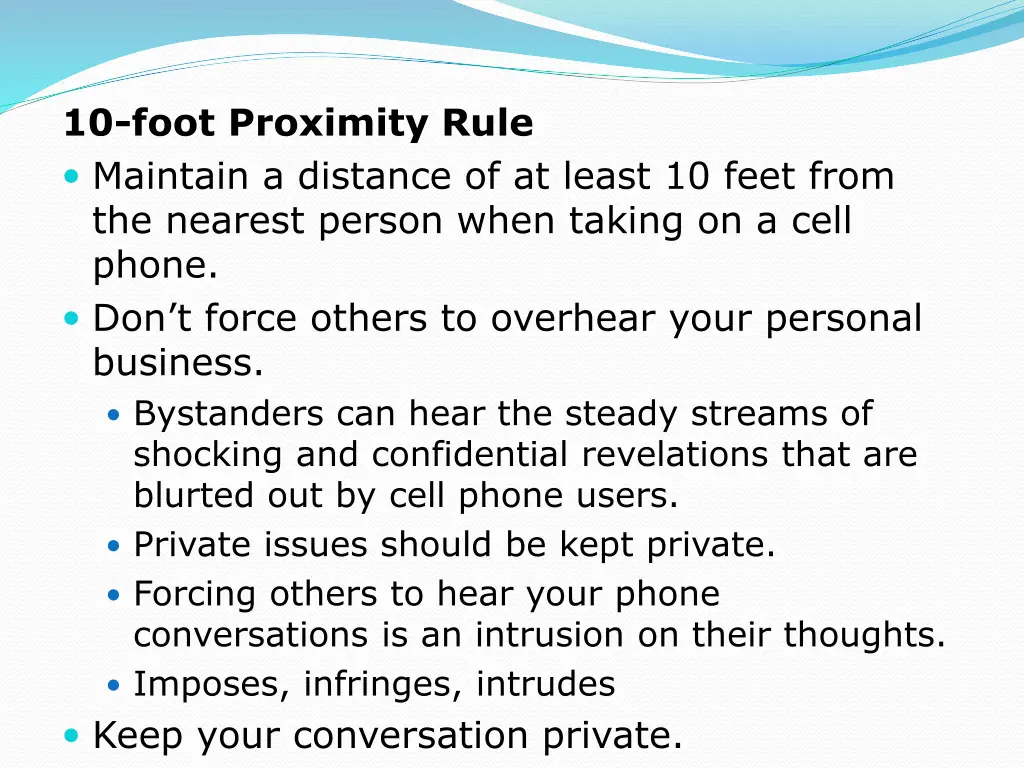 10 foot proximity rule maintain a distance