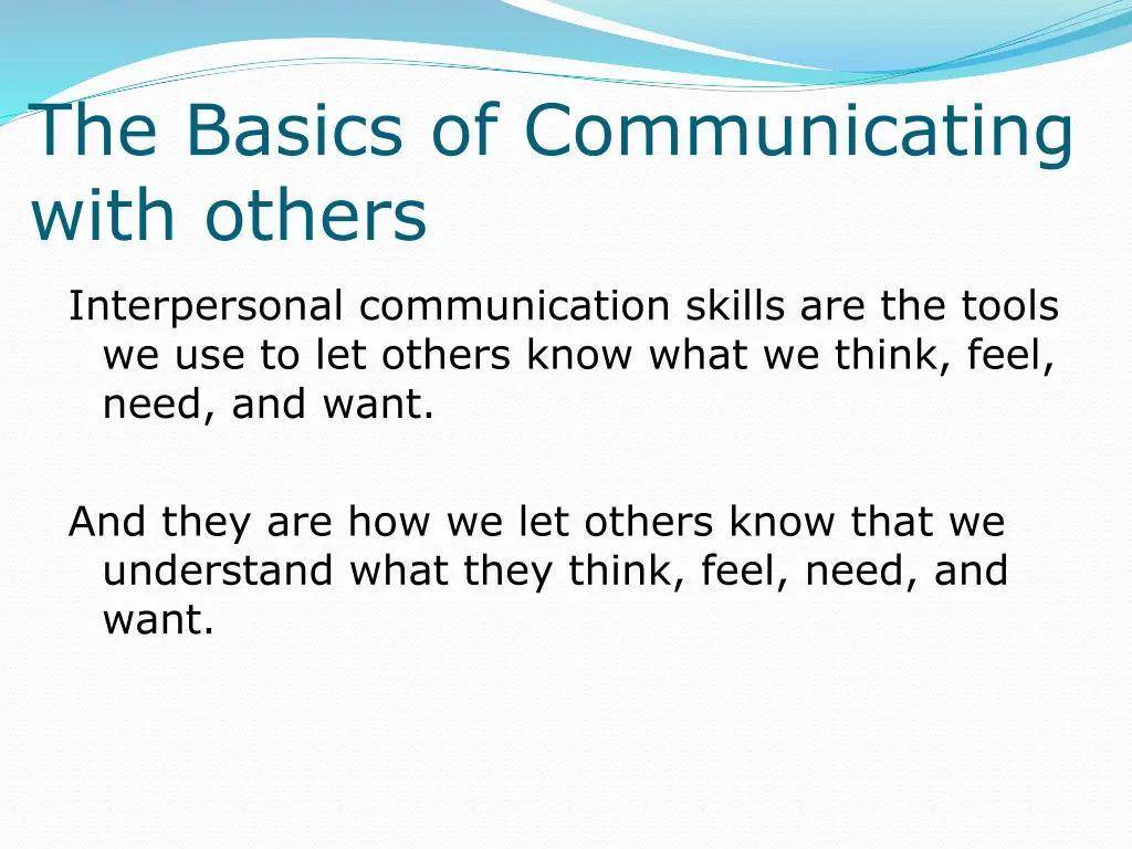 the basics of communicating with others