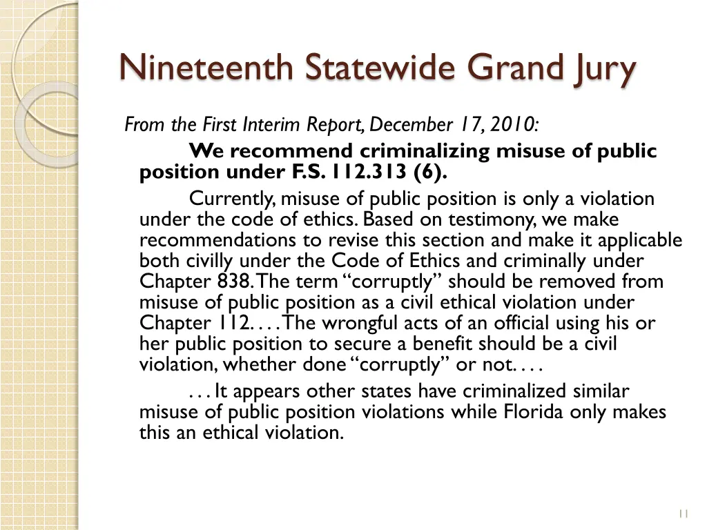 nineteenth statewide grand jury