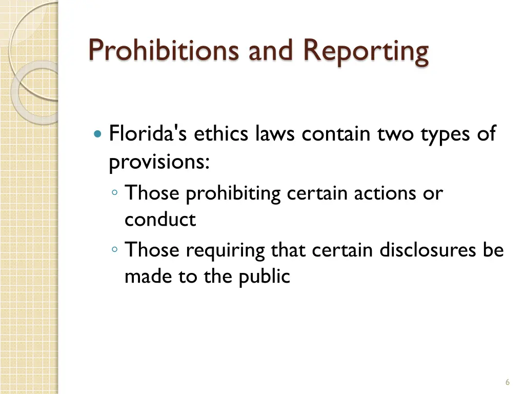 prohibitions and reporting