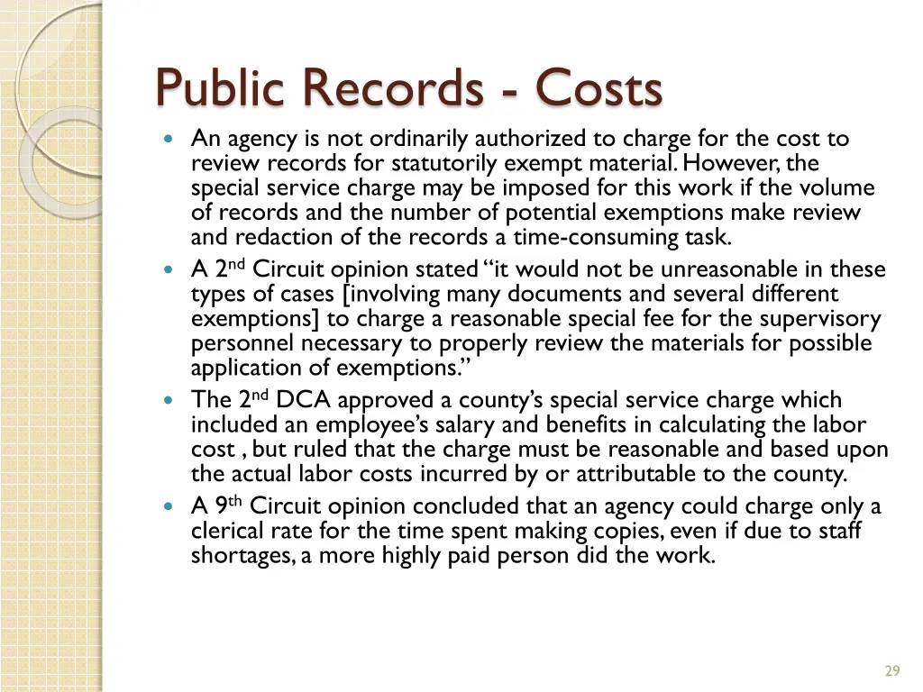 public records costs an agency is not ordinarily