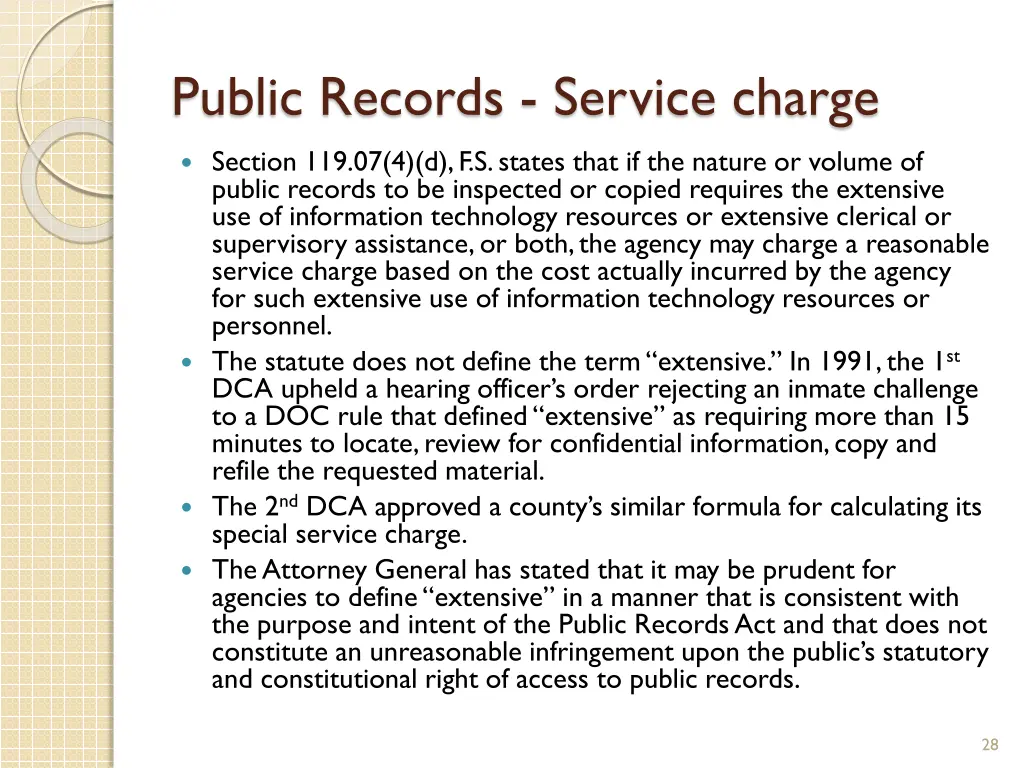 public records service charge