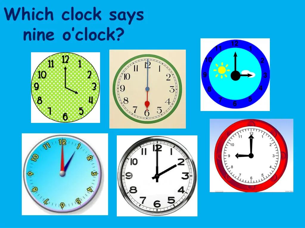 which clock says nine o clock