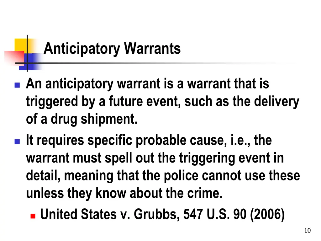 anticipatory warrants