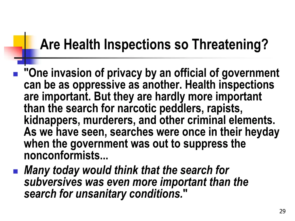 are health inspections so threatening