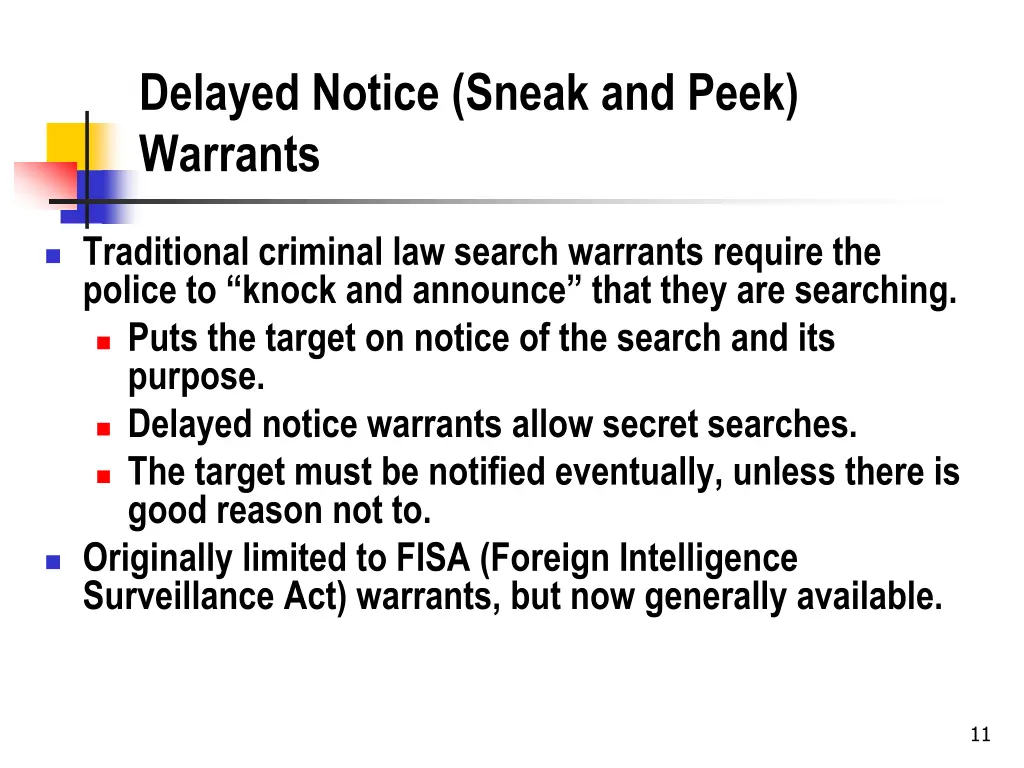 delayed notice sneak and peek warrants