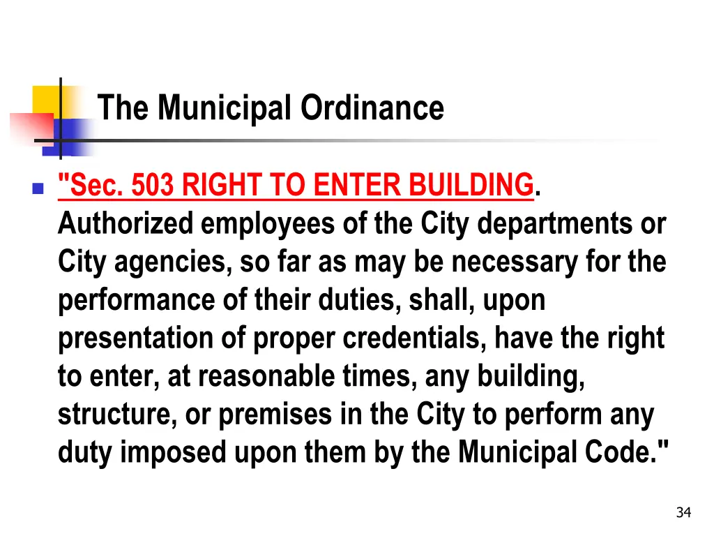 the municipal ordinance