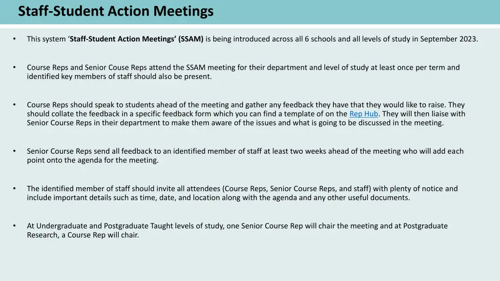 staff student action meetings