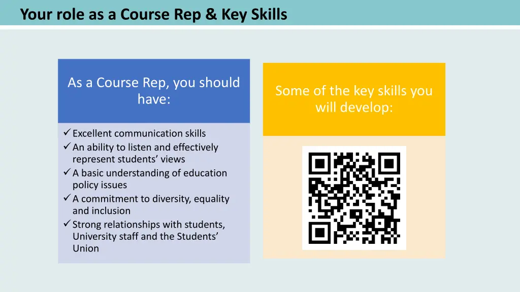 your role as a course rep key skills