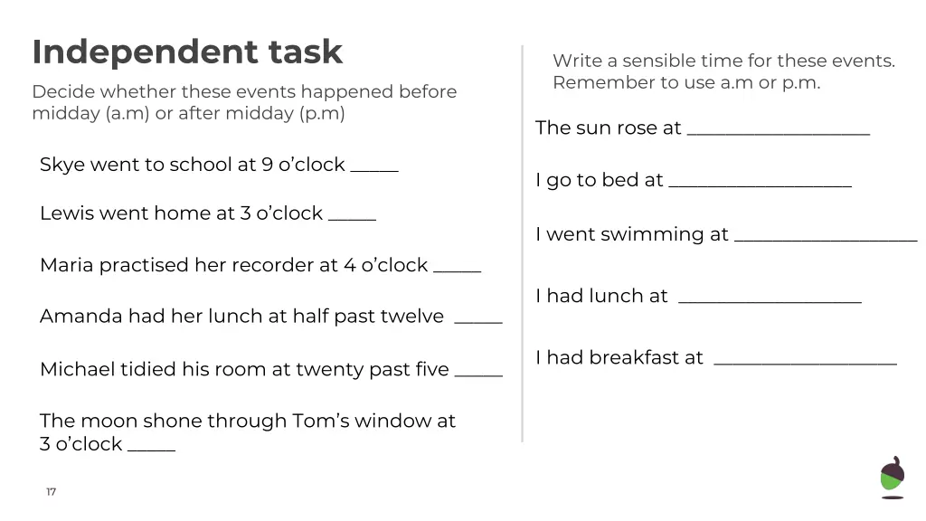 independent task decide whether these events