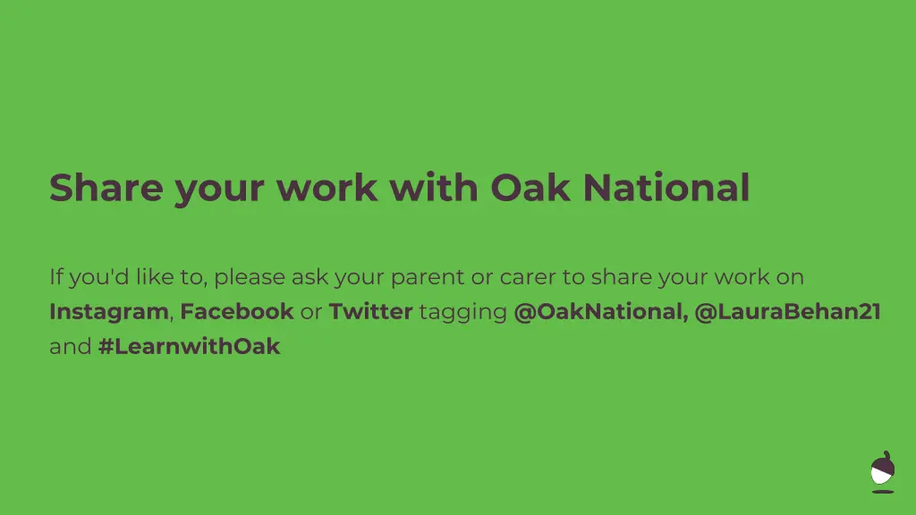 share your work with oak national