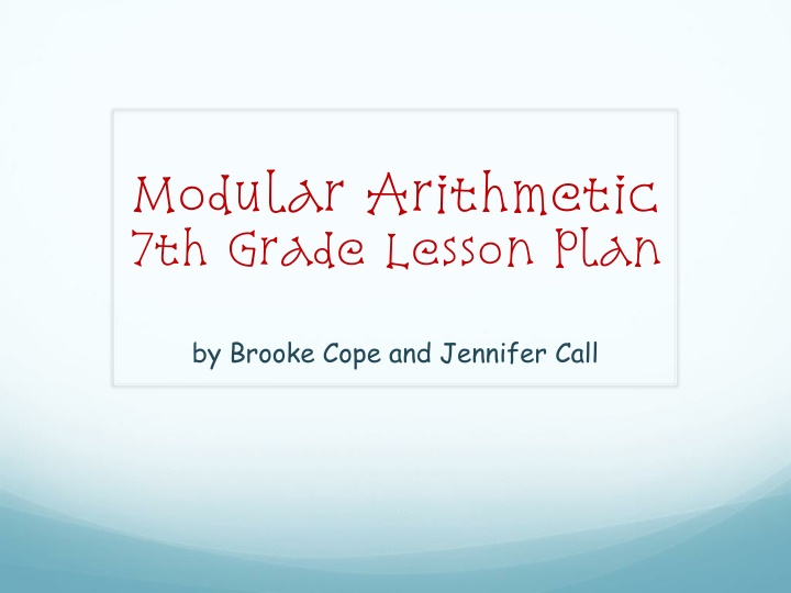 modular arithmetic 7th grade lesson plan