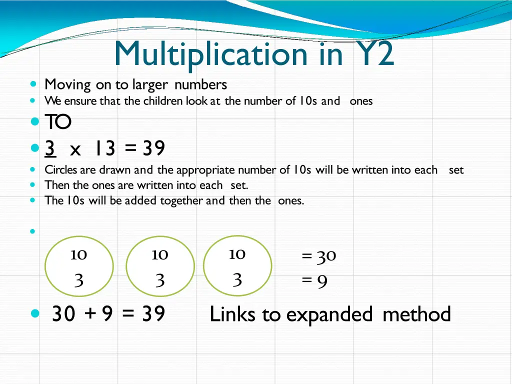 multiplication in y2 moving on to larger numbers