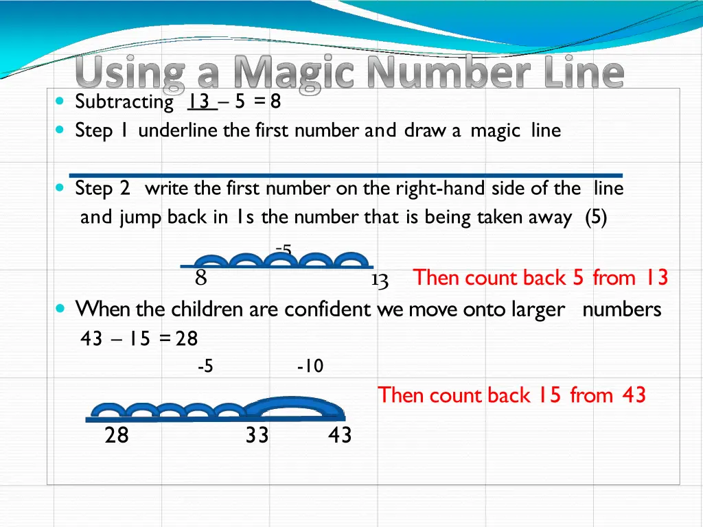 subtracting 13 5 8 step 1 underline the first