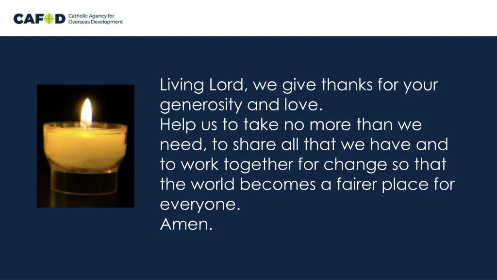 living lord we give thanks for your generosity