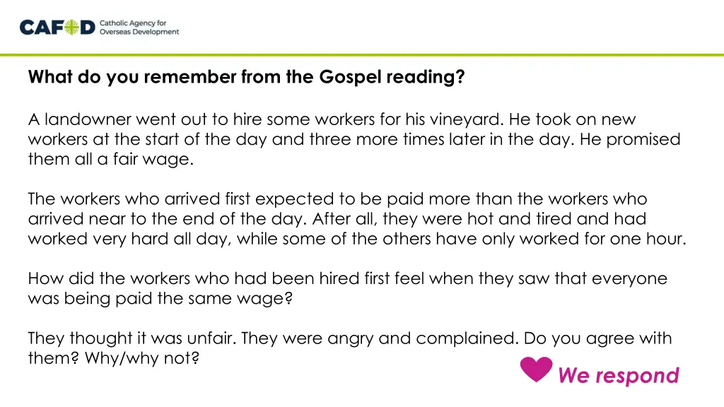 what do you remember from the gospel reading