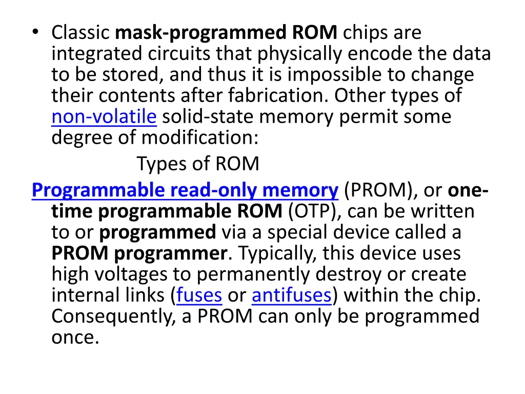 classic mask programmed rom chips are integrated