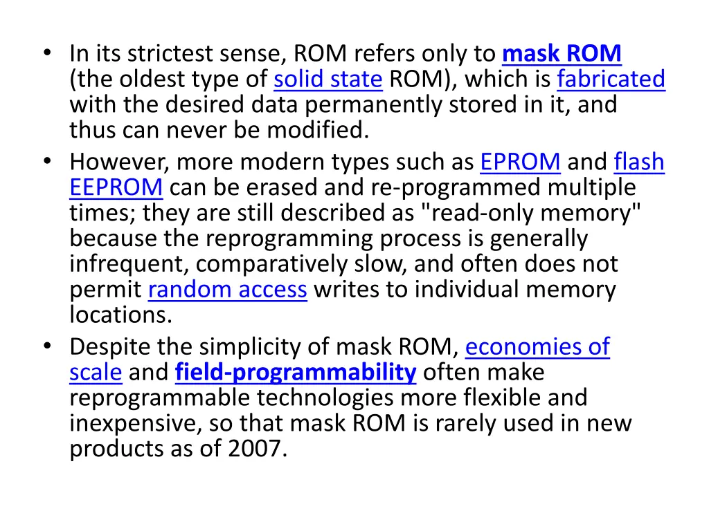 in its strictest sense rom refers only to mask