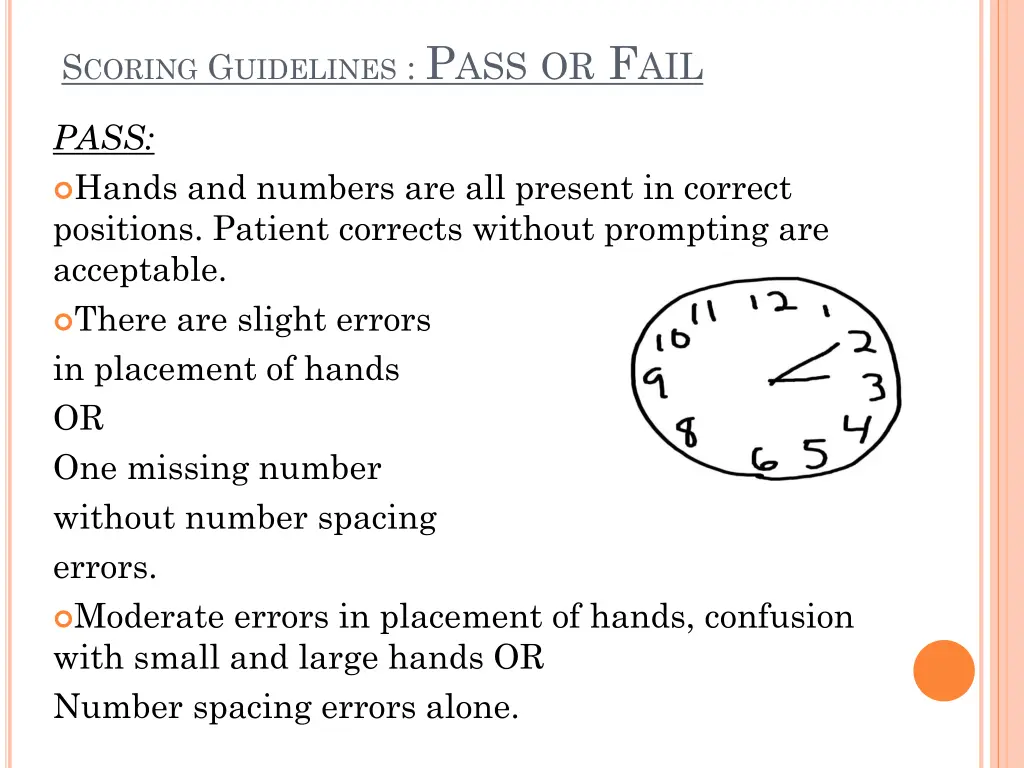 s coring g uidelines p ass or f ail